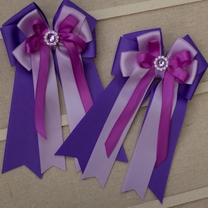 Horse Show Bows, Horse Show Hair Bows, Equestrian Bows, Equestrian Hair Bows, Equestrian Show Bows, Purple Horse Show Bows, Competition Bows