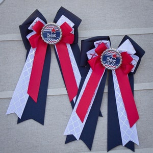 Personalized Horse Show Bows, Horse Show Hair Bows, Red White Blue Show Bows, Equestrian Show Bows, Horse Rider Competition Bows, Equestrian