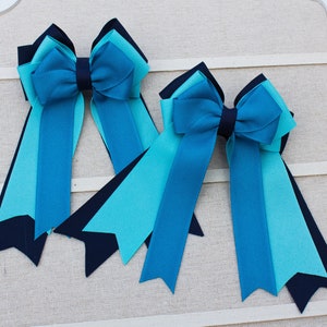 Navy and Teal Horse Show Hair Bows, Horse Show Bows, Equestrian Bows, Equestrian Show Bows, Equestrian Hair Bows, Horse Competition Bows