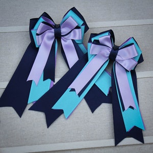 Horse Show Bows - Aqua / Lavender / Navy - Horse Show Hair Bows, Equestrian Bows, Equestrian Show Bows, Equestrian Hair Bows, Horse Rider