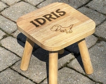 Personalized Solid Wood Small Stool!  Kids Custom Wooden Stool!  Sturdy Wood Children's Personalized Stool!