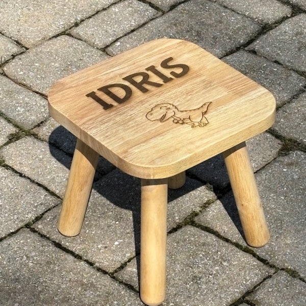 Personalized Solid Wood Small Stool!  Kids Custom Wooden Stool!  Sturdy Wood Children's Personalized Stool!