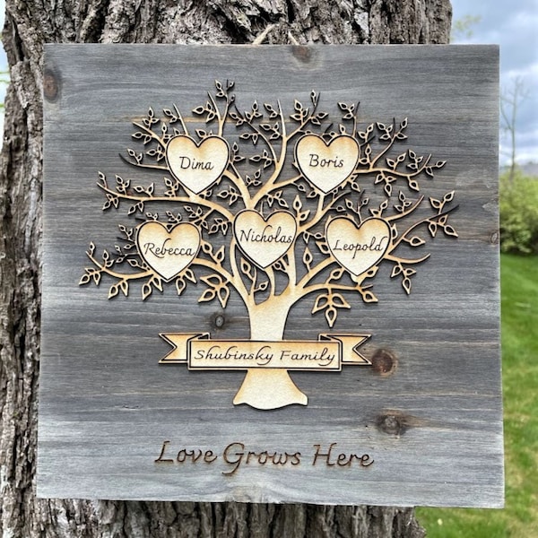 Personalized Wooden Family Tree!  Family Tree Sign! Personalized Family Tree Gift! Custom Family Tree Frame Wall Decoration!  Free Shipping!