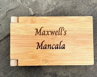 Personalized Wood Mancala Game: Foldable Family Board Game
