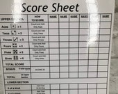 Giant Yardzee Game Score Sheet with Dry Erase Pen Score Sheet with Dry Erase Pen Only