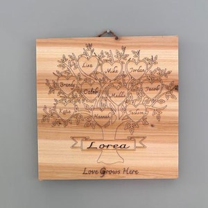 Personalized Wooden Family Tree Sign: Custom Engraved Names