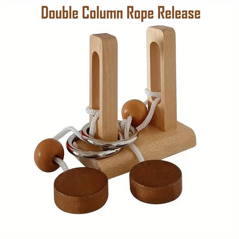 Visual Rope Puzzles Wooden Rope Interlocking Puzzles: Brain Teaser Games, Stocking Stuffer ...