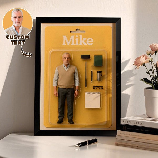 Custom Mini Figure Portrait: Personalized Photo Gift, 2D Collectible Display