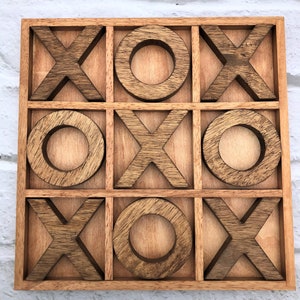 Large Personalized Tic-Tac-Toe Board Game Custom Outdoor/Indoor Board Game 14X14 Tabletop Tic Tac Toe Golden Pecan