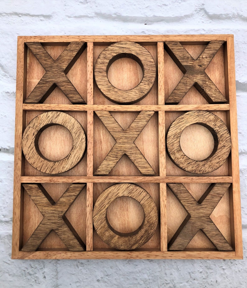 Large Personalized Tic-Tac-Toe Board Game Custom Outdoor/Indoor Board Game 14X14 Tabletop Tic Tac Toe Golden Pecan