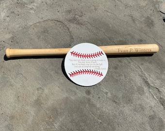 Personalized Wooden Baseball Bat & Sign: Engraved Sports Gift