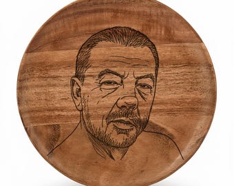 Custom Face Engraved Wooden Plate: Anniversary Wedding Gift