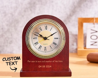 Custom Engraved Wooden Mantle Clock: Personalized Keepsake Gift