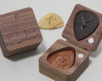 Personalized Wood Guitar Pick Box: Engraved Music Gift
