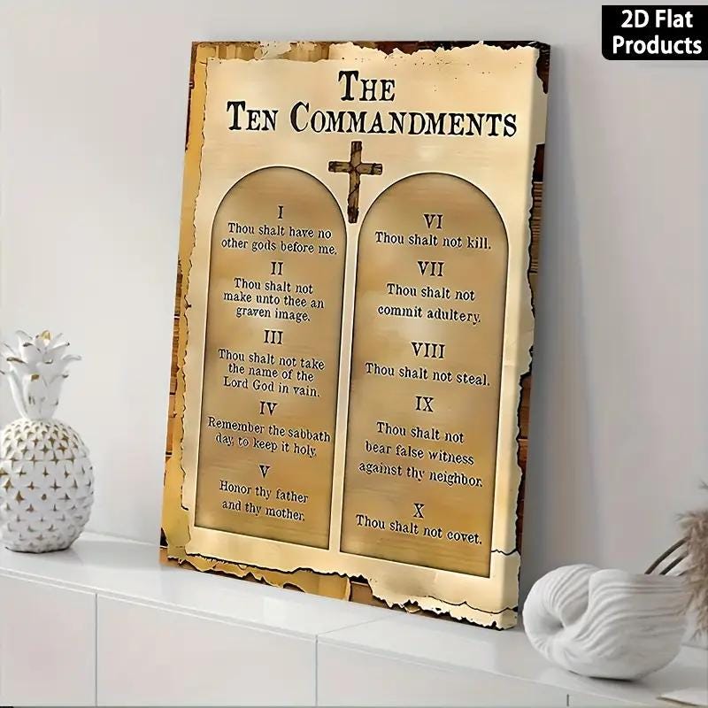 Ten Commandments Canvas Print: Religious Scripture, Wood Frame ...