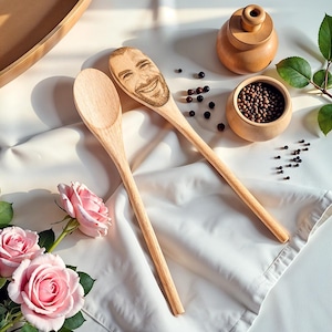 Custom Face Engraved Wooden Spoon: Personalized Novelty Gift