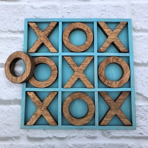 Large Personalized Tic-Tac-Toe Board Game Custom Outdoor/Indoor Board Game 14X14 Tabletop Tic Tac Toe Vintage Aqua