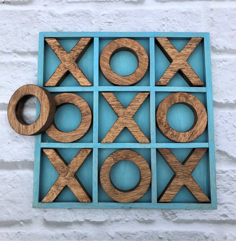 Large Personalized Tic-Tac-Toe Board Game Custom Outdoor/Indoor Board Game 14X14 Tabletop Tic Tac Toe Vintage Aqua