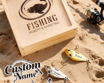 Personalized Engraved Fishing Lure Custom Name Lure Set Fisherman Gift for Him