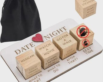 Wooden Couple's Dice Game: Romantic Date Night Fun
