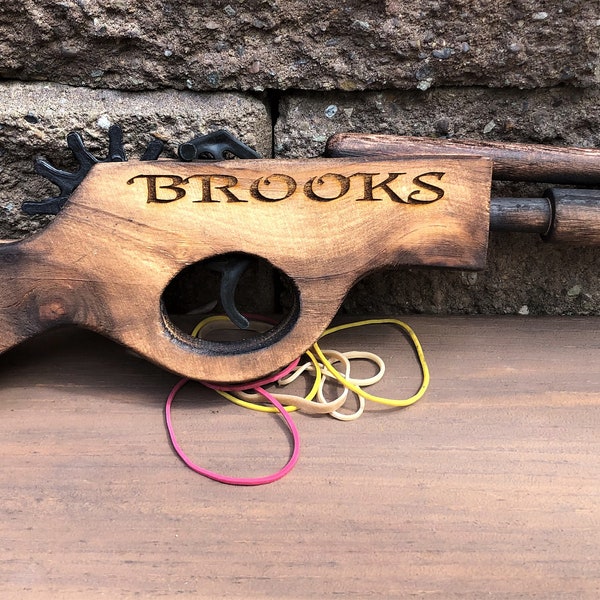 Personalized Rustic Rubber Band Shooter!  Customized Vintage Wooden Toy Gun!  Handmade Old West Wooden Gun!