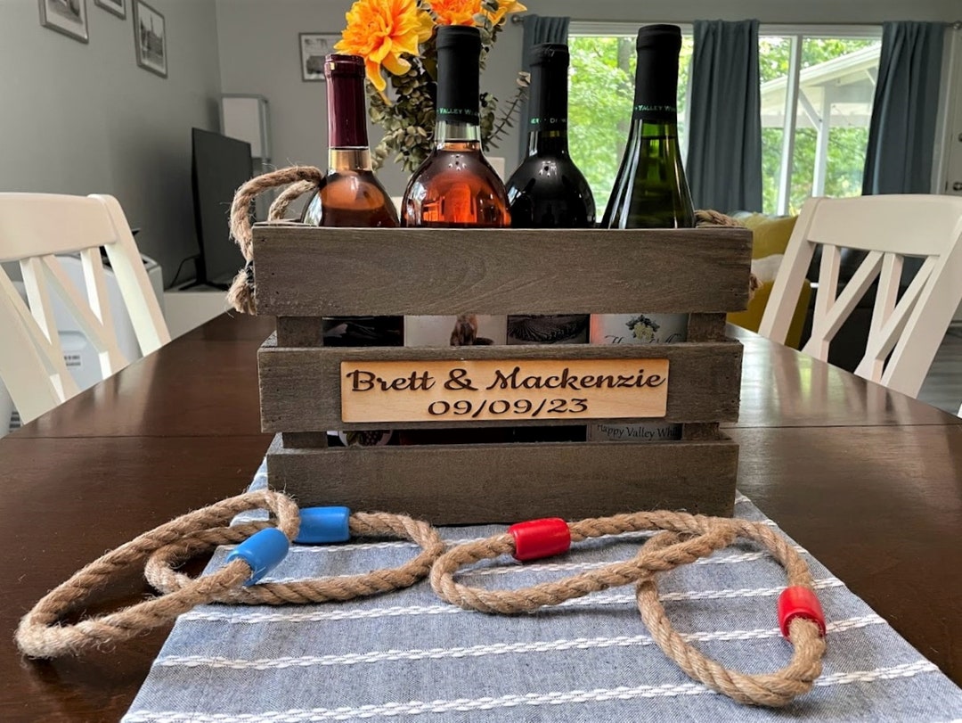 Personalized Vintage Wooden Bottle Ring Toss Game Custom Wood Etsy