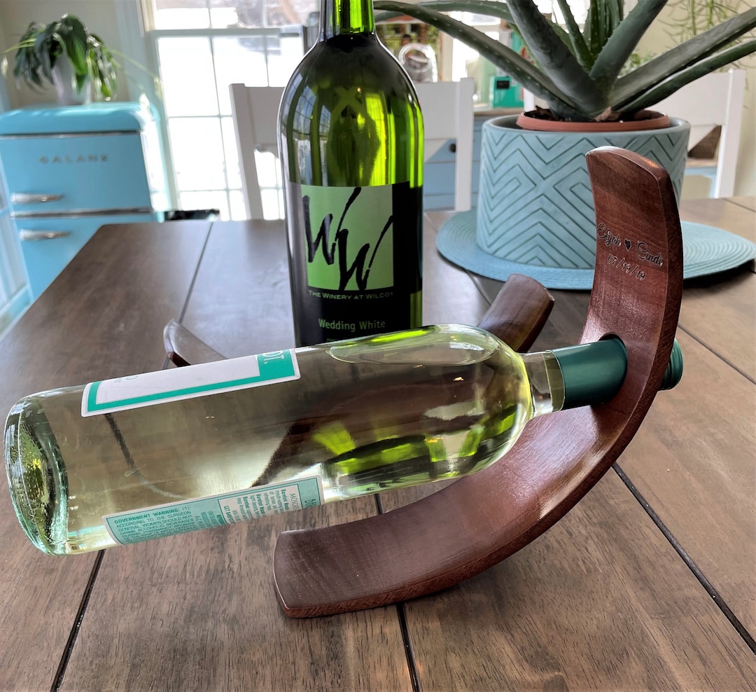 Buy Personalized Curved Pine Wood Wine Bottle Stand: Elegant