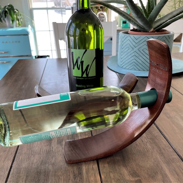 Personalized Curved Wood Wine Bottle Stand! Wine Rack!  Elegant Wine Bottle Display!  Wine Rack!  Wine Countertop Display!