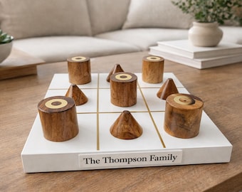 Personalized Marble Tic Tac Toe Game | Coffee Table Décor | Modern Home Décor | Custom Wedding Gift | Housewarming Gift | Luxury Game Set