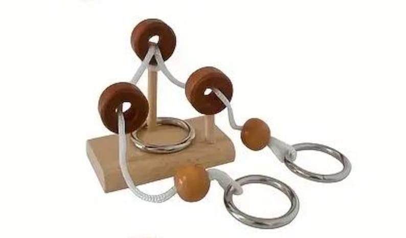 Visual Rope Puzzles Wooden Rope Interlocking Puzzles: Brain Teaser Games, Stocking Stuffer ...