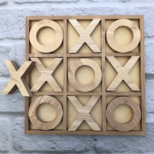 Large Personalized Tic-Tac-Toe Board Game Custom Outdoor/Indoor Board Game 14X14 Tabletop Tic Tac Toe Natural Wood