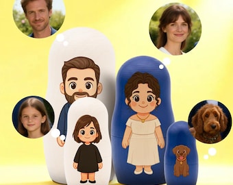 Custom Portrait Nesting Dolls, Personalized Family Keepsake