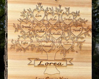 Personalized Wooden Family Tree Sign: Custom Engraved Names