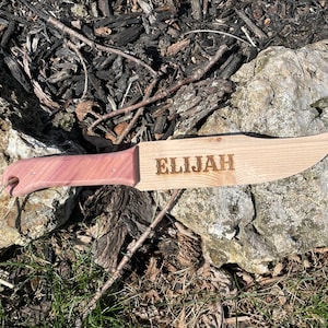 Personalized Cedar Wood Toy Knife: Engraved Groomsman Gift