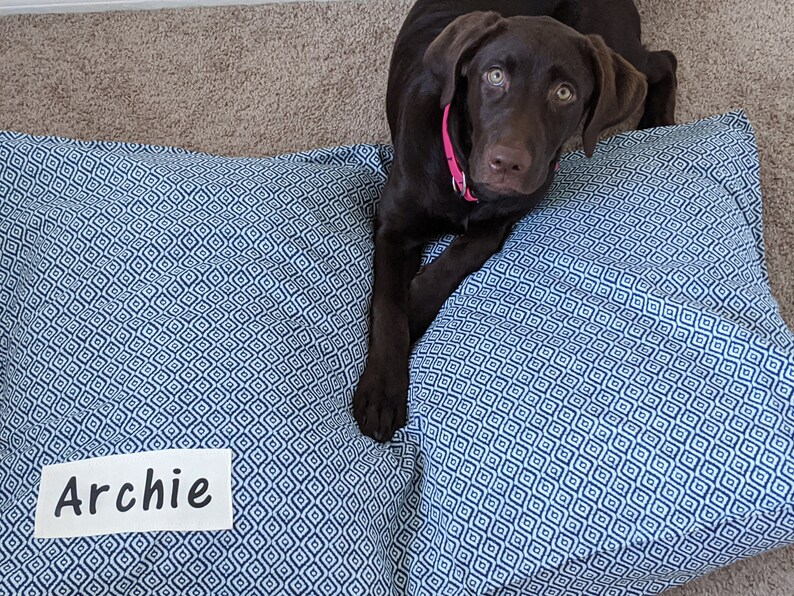 Dog Duvet Bed Cover Blue Diamond Shape