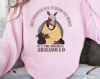Friends Holiday Sudadera unisex con cuello redondo - Es el armadillo navideño