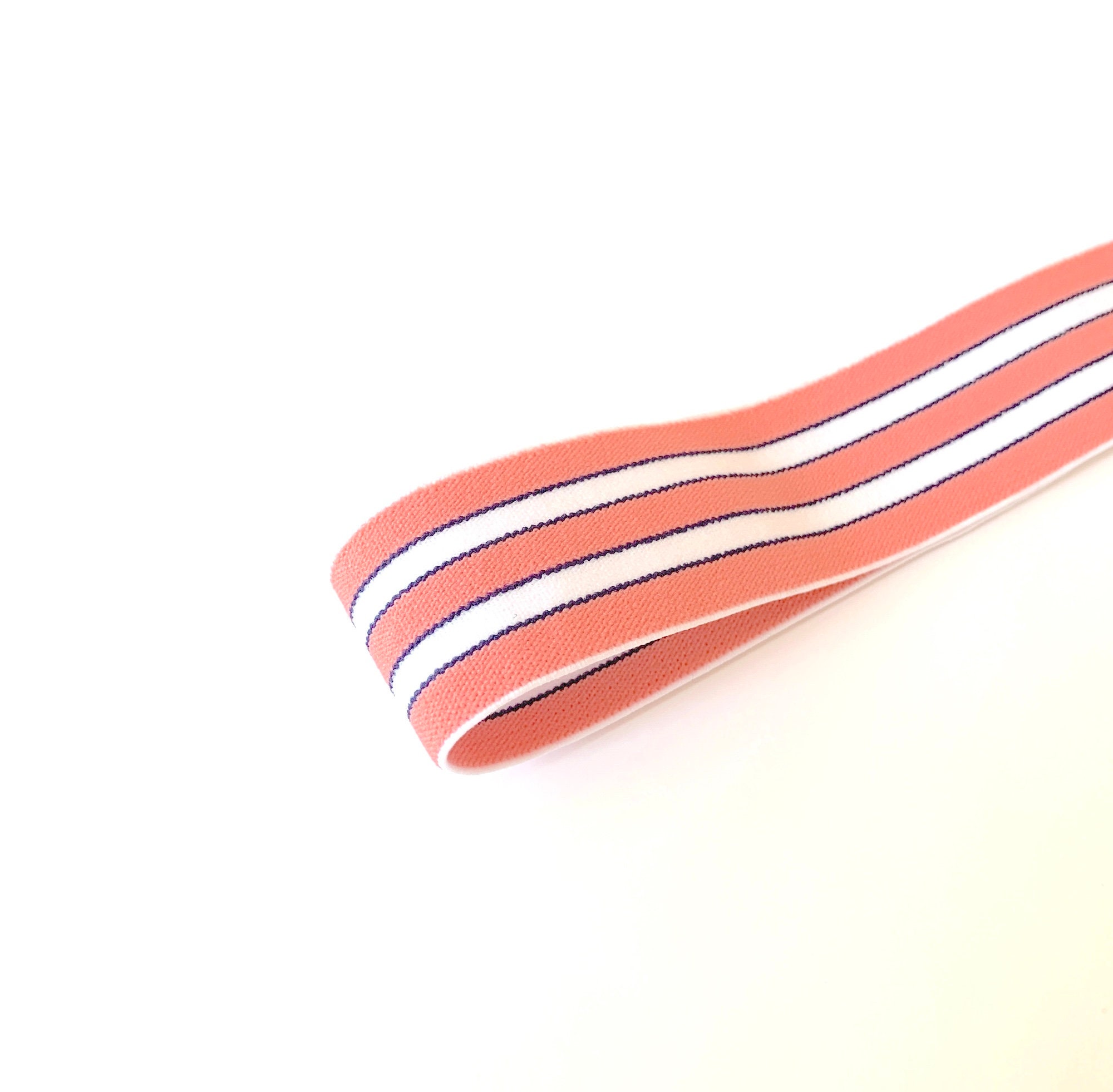 Pink Elastic Band with White Stripes 3 CM 1 3/16 inche Etsy