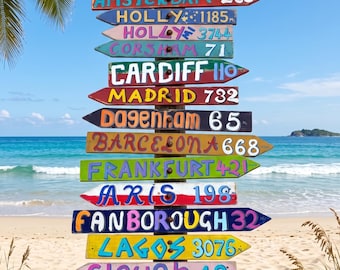 Directional Signs x 12, Beach Signs, Tiki Signs, Custom Directional Arrows, Summer Decor, Garden Decor, Garden Wedding, Gift Idea