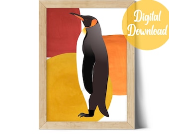 Penguin Illustration, Penguin Decor, Penguin Art Print, Penguin Gift, Nursery Wall Art, Kids Room Decor, Wall Decor