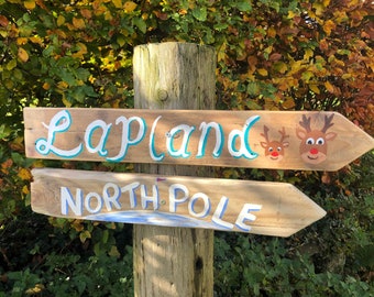2 x Christmas Yard Art Signs, Christmas Garden Sign, Christmas Decoration, Christmas Decor, Signpost,Xmas Art, Wall Art, Christmas Wall Art,