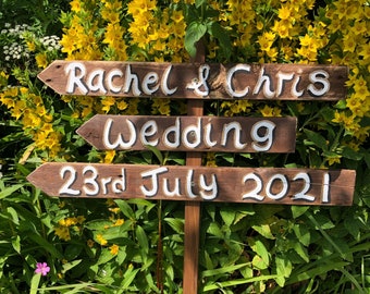 Wedding Signpost, Wedding Signs, Directional Wedding Arrow,  Wedding Gift, Custom Wedding Sign