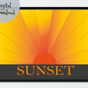 Modern Minimalist Sunset Printable, Abstract Sunset Art, Digital Download Art Print