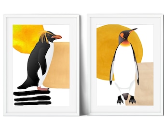 Gorgeous Penguin Wall Art. Penguin Gift Set of 2 Penguin Prints, Penguin Art Print, Nursery Wall Art, Penguin Printable