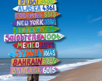 Custom Tiki Bar Signs, 10 x Custom Made Signs, Mileage Sign, Destination Sign, Garden Sign, Hard to Find Birthday Gift for Him