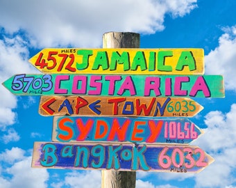 Father's Day Gift Idea, 5 x Personalised Tiki Bar Signs, hand painted using recycled wood for the garden, patio or outdoor spaces. Unique.