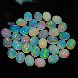 100% Natural Rare Fire Opal, 8x10 MM. Oval Shape Calibrated Wholesale Lot quality opal Cabochon Natural Ethiopian Opal Pieces Wise Gemstone.