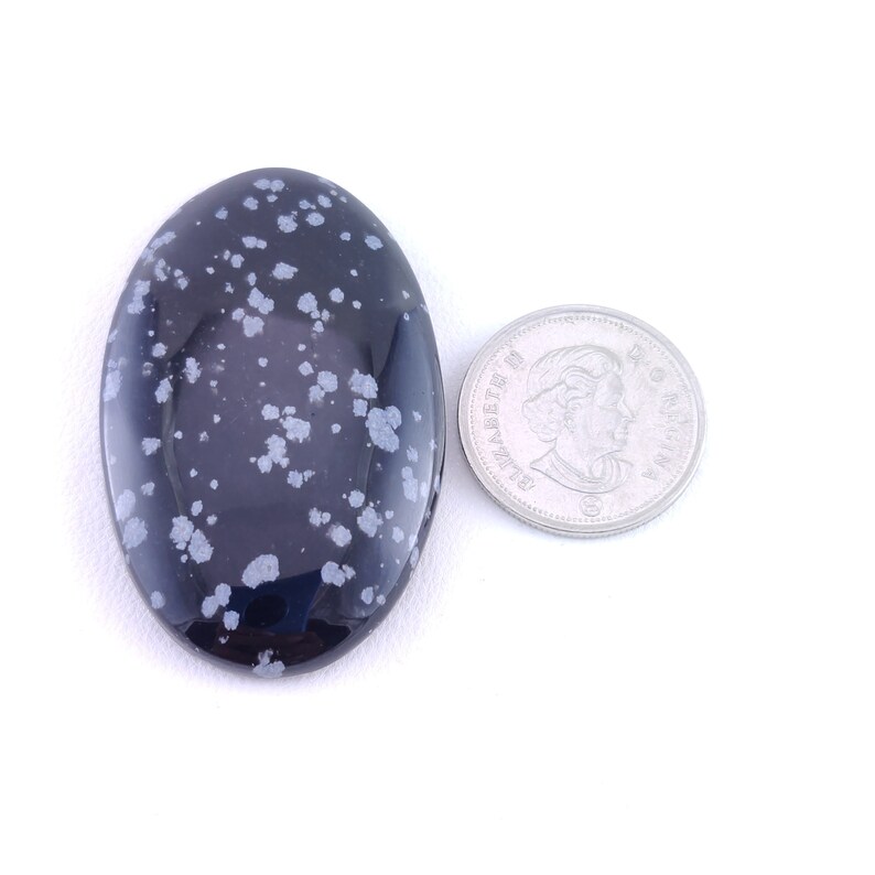 51x39x7 mm 81.85 Crt. Snowflake Obsidian Loose Oval Gemstone Handmade Cabochon
