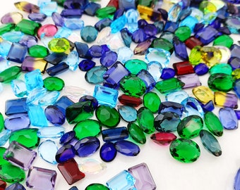 Beautiful Mix lot of Glass Gemstone Pieces Wise Loose Mixed Lot Faceted Cut Semi Precious Glass gemstone Wholesale Christmas sale .