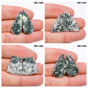 Outstanding Top Grade Quality 100% Natural Tree Agate  Cabochon Loose Gemstone Pair For Making Earrings