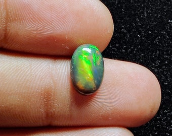 Natural Ethiopian Black  Opal Cabochon Loose stone Black Fire Opal Gemstone Oval Shape 1.85 Carat 12x8x3mm Gift for her
